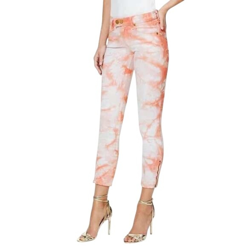 RAMY BROOK Katie 26 ankle cropped orange tie dye moto High Rise Skinny zip jeans